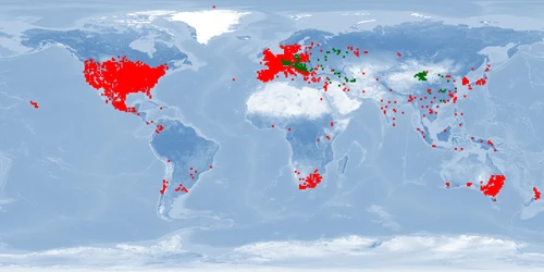 Distribution map: Cyprinus carpio (Common carp)