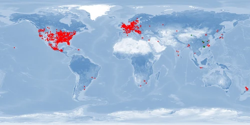 Distribution map: Ctenopharyngodon idella (Grass carp)