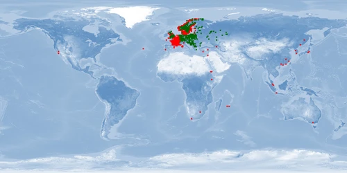 Distribution map: Carassius carassius (Crucian carp)