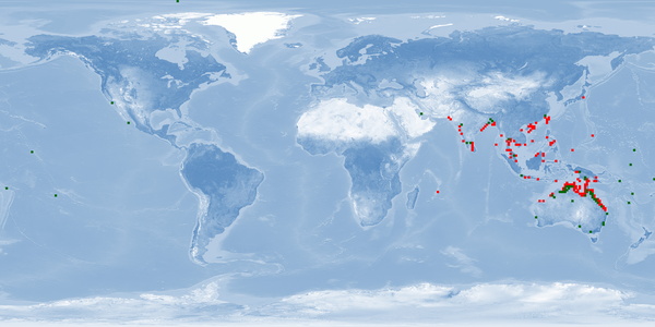 Distribution map: Lates calcarifer (Barramundi)